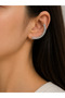 Women's Silver Color Double Row Zircon and Baguette Stone Ear Cuff Cartilage Earrings