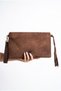 Morden Light Brown Suede Genuine Leather Women's Clutch Bag - 2