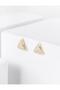 Gold Color Triangle Shaped Shiny Stone Earrings