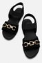 Single Buckle Ribbed Women's Sandals Black - 4