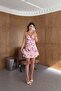 Embroidered Pink Floral Mini Dress - 2