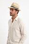 Men's Fedora Mesh Belted Hat |   Cream Color Gift Summer House Panama - 3