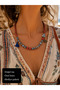 Bohemian Design Necklace with Natural Stone Red Coral and Ceramic Bead Detail
