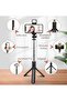 4 in 1 Lighted Selfie Stick With Tripod, Bluetooth Remote, 3 Light Modes & 6 Brightness Level,360° Rotation, Portable Floor Desktop Tripod, For iPhones & Android, For Broadcast, Black - 3