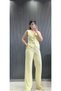 Women's High Waist Palazzo Pants and Vest Knitted Fabric Top and Bottom Set