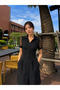 Daily Elegance! Women's Short Sleeve Front Buttoned Short Crepe Dress