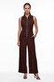 Zippered Sleeveless Fit Blouse Pants Set