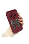 Xiaomi Redmi 14C Compatible Case Camera Protector Burgundy Silicone Couple Phone Case Bow Tie Pattern - 3
