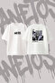 تي شيرت أريانا غراندي ماك ميلر مطبوع من الخلف مصنوع من القطن باللون الأبيض مقاس كبير