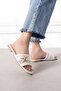 Tropea White Knitwear Women's Slippers with Gold Starfish Accessories - 4