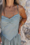 Green Bandana Striped Dress with Rope Straps - 4