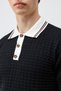 Black Cotton Textured Polo Neck Knitwear - 4