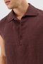 Burgundy Lyocell Blend Crop Fit Sleeveless Men's Shirt - 2