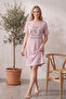 Cotton Patterned Striped Interlock Knitted Short Sleeve Nightgown Dress 95cm