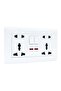 Universal Double Wall Socket with Switches, 2-Outlet Power Point, White - 2