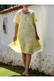 Pool Necklace Collar, Short Sleeve Flowery Oversize Woven Dress - 6