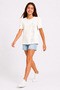 Pink 16707-26 Girls' Stone Printed Short Sleeve T-Shirt Crew Neck Pleated Sleeve Regular Fit - 4