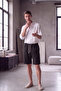 Men's Black Summer Lightweight Casual Breathable Muslin Shorts with Back Pockets - 2