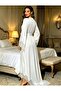 Women's Lace Detailed Bat Sleeve Long Dress with Belt Sleeves - 2