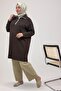 68057 Plus Size Half Zip Modal Tunic - Brown - 4