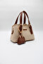 Women's Cream-Tan Crossbody Hand and Shoulder Bag with Front Accessory Detail and Charm Accessory - 3
