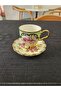 Hand Painted Quality Coffee Cup with Green Roses and Gold Details