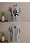 Moon, Star, Wolf and Turkish Text Design Printed Oversize T-Shirt