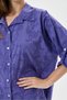 Women's Purple Italian Floral Embroidered Scalloped Fold-Over Long Sleeve Oversize Poplin Shirt Size 40 - 44 - 5