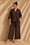 Women's Plus Size Scallop Embroidered Half-Lined Shirt and Pants 2-Piece Set (Not Stretchy) - 4