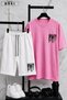 Bklyn Printed Cotton Fabric Unisex T-Shirt-White Shorts Set