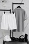 Bklyn Printed Cotton Fabric Unisex T-Shirt-White Shorts Set - 2