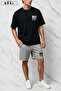 Bklyn Printed Cotton Fabric Unisex T-Shirt-Grey Shorts Set - 3
