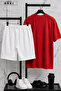 Bklyn Printed Cotton Fabric Unisex T-Shirt-White Shorts Set - 2
