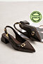 Mooien - 5cm Two Buckle Short Heeled Shoes Patent Leather Brown