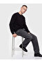 Özmarka New Season Black Crew Neck Men's Thick Sweatshirt