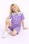 Girl's Floral Embroidered Baby Collar Buttoned Camisole Shorts Set - 2