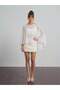 Women's Large Cut-Out Seamless Draped Tulle Fabric Transparent Cape Party Blouse - 2