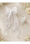 Refika's Crowns White Organza Tulle with Pearls Bow Hairpin and Bracelet Set Bride and Child Evening Dress Hair Accessory Tiara - 5