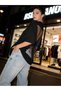 Women's Black Oversize Stone Embroidered Back Detail T-Shirt Y2K Streetwear Loose T-Shirt - 3
