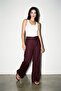 Burgundy 100% Linen Comfortable Cut Trousers with Pocket Detail - 3