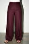 Burgundy 100% Linen Comfortable Cut Trousers with Pocket Detail - 2