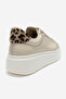 Women's Sneaker Thick Sole Casual Shoes Real Leather Fr 256007 Beige - 3