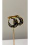 Gold Framed Smoky Gray Hoop Earrings - Retro Acrylic Earrings with Marble Pattern - 2