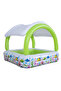 140cm Square Inflatable Kids Pool with Canopy, Multicolour - 3