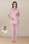 Venera Cotton 3-Piece Maternity Set - Dressing Gown and Pajama Set with Easy Breastfeeding Features - 3