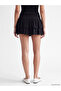 Özmarka New Season Black Textured Layered Skirt with Elastic Waistband and Shorts - 4