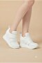 Women's White Velcro Wedge Sneakers - 2