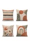 Flower and Sun Patterned 4-Piece Throw Pillow Cover Set - 3