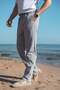 Painted Gray Relaxed Fit Jacquard Men's Trousers with Elastic Waist E6593