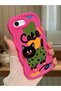 iPhone Se 2022 Compatible Case Camera Protector Red Silicone Couple Phone Case Cat Pattern
